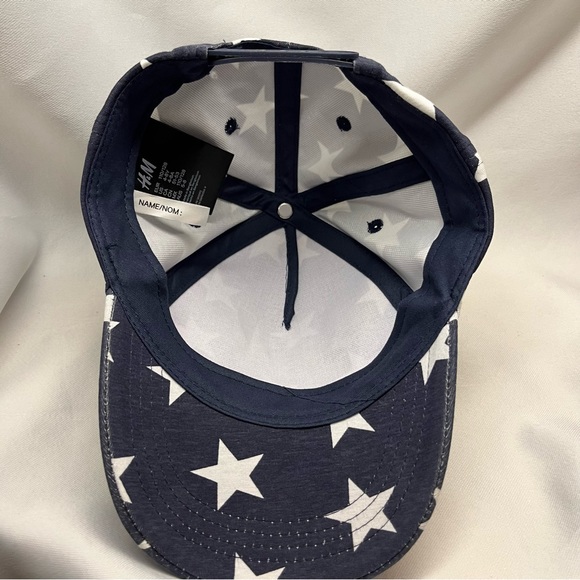 H&M Baseball Cap Kids Curved Bill 5 Panel Dark Blue White Stars 4-8 Youth Size - Picture 7 of 10